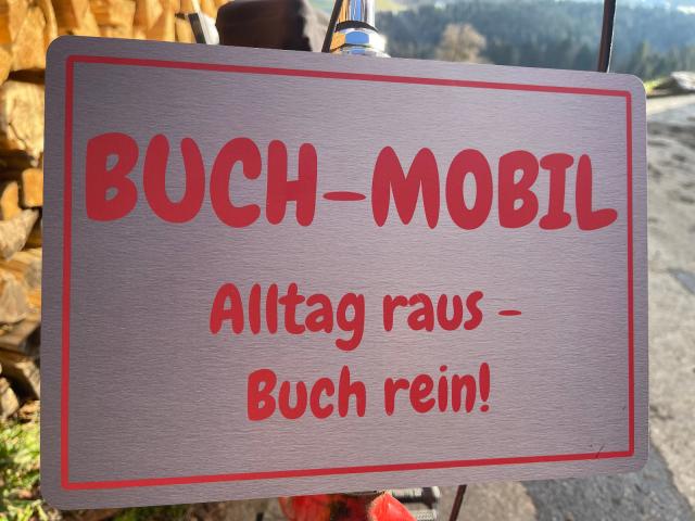 Fahrrad Schild Buch-Mobil