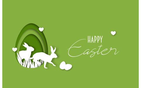 Karte mit Hasen und Eiern